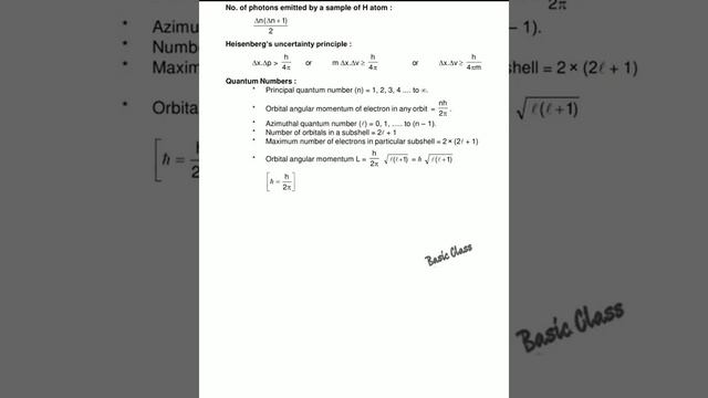 Atomic Structure Formulas/ Physical Chemistry / Chemistry Formulas by Basic Class