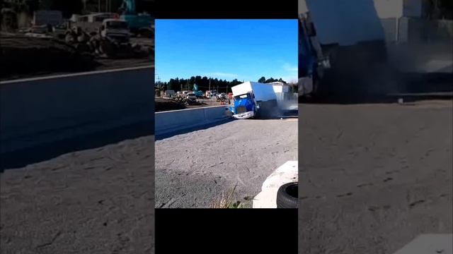 #Crash test truck vs road barrier