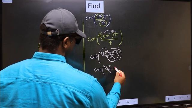 Find   trigonometry angle         cos17π4       ?