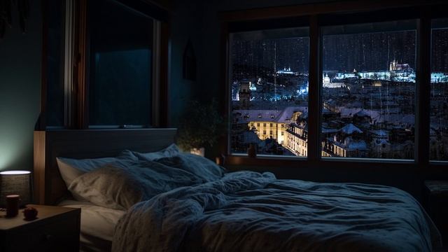 Midnight Heavy Rain in Prague | Chill in A Cozy Bedroom in Cold Weather Outside, Easy to Sleep смотреть онлайн