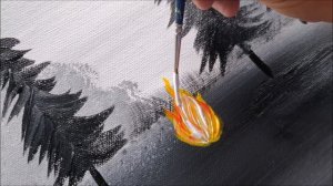 ОГНЕННЫЙ СВЕТ, ЧЕРНЫЙ И БЕЛЫЙ  - Уроки рисования акриловыми красками! Шаг за шагом! Живопись на холс