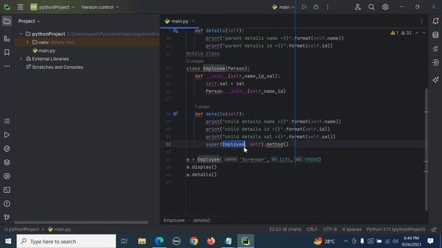 Super keyword in Python - OOPs -5 - Python Hands-on - 34