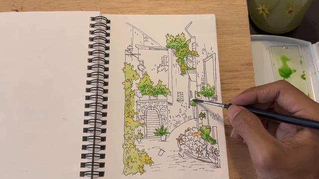 Relax Drawing |Pen and Watercolor Sketching |Urban Sketching With Me