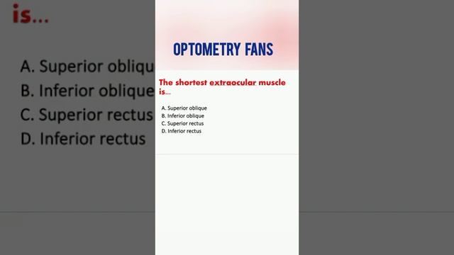 The shortest Extraocular muscle is .... Optometry MCQ - Optometry Fans