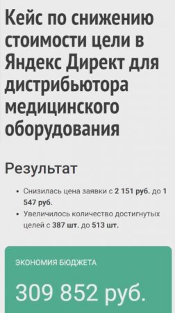 Кейс по снижению стоимости цели в Яндекс Директ для дистрибьютора медицинского оборудования