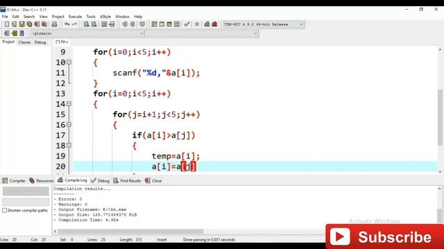 C Program to Sort Array Elements in Ascending & Descending Order in Hindi | Learn Programming