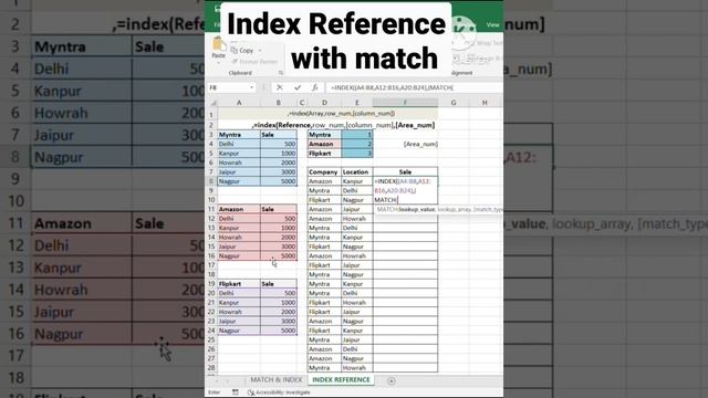 Index reference with match #excelsupport #excelsolutions #excel #excelformula #exceltricks