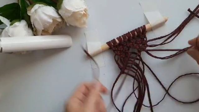 Подвесное мини кашпо в технике макраме 🤍 смотреть онлайн