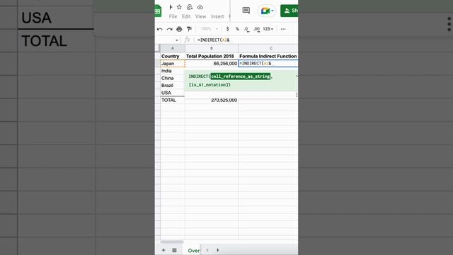 Indirect Function Explained in 32 Seconds Google Sheets Excel 🤯 #googlesheetstips #exceltutorials