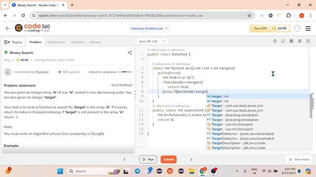 Binary Search #coding  #DSA #codingninja #leetcode