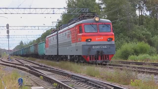 ВЛ10У-746 (РЖД/Окт, ТЧ-21 Волховстрой) с грузовым поездом (КТЖ*)