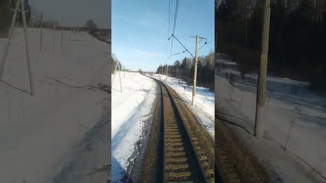 Прибытие на станцию Волоколамск.  Вид из кабины машиниста.