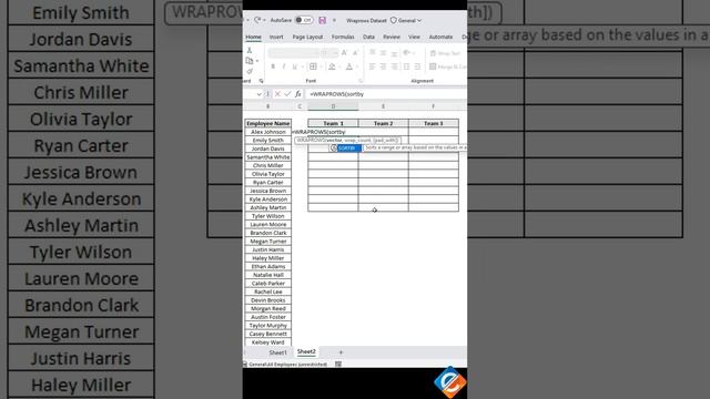 Excel Team Building: Create Random Teams with WrapRows, SortBy, RandArray, and More! 🚀👥📊