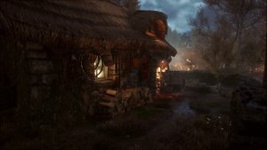 Шум дождя и раскаты грома в красивой деревне