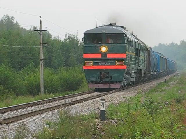 2ТЭ116-631 (РЖД/Окт, ТЧ-18 Дно) с грузовым поездом