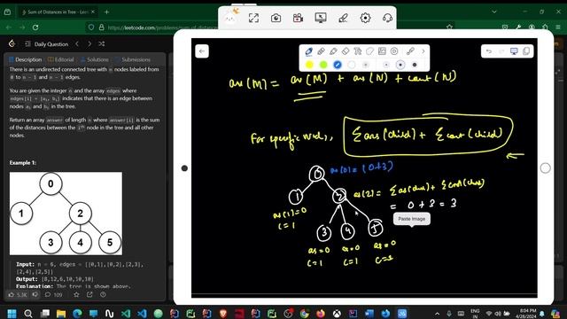 834. Sum of Distances in Tree || LeetCode POTD || Explained in HINDI
