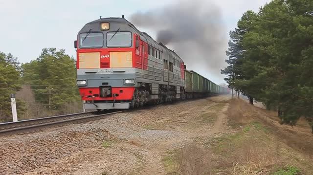 2ТЭ116У-0142 (РЖД/Окт, ТЧ-18) с грузовым поездом