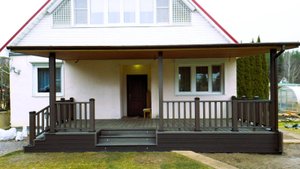 Терраса с навесом и точечной подсветкой