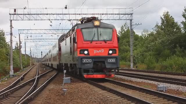 ЭП20-008 (РЖД/Мск, ТЧ-6*) с поездом №21 Мурманск - СПб (РЖД/ФПК/Окт, "Двухэтажный состав")