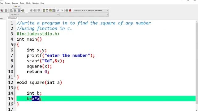 Program to Find The Square of Any Number using Function in C Language | in hindi