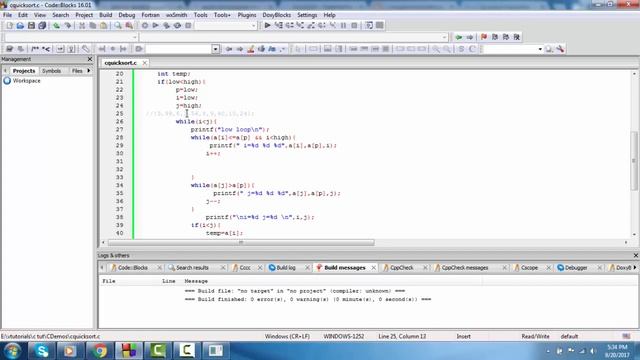 C program to implement QuickSort Algorithm