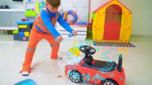 Сеня открывает автомойку и ремонтирует машинки. Грязная машинка Привет Соседа