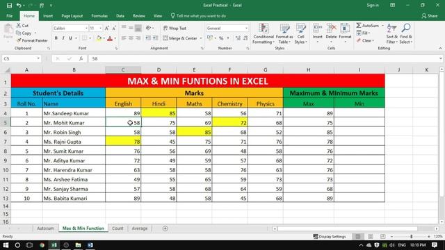 Max & Min Function in Excel | Microsoft Excel Tutorial