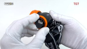Фонарь налобный светодиодный Трофи TG7 на батарейках мощный яркий 4 режима оранжево-черный