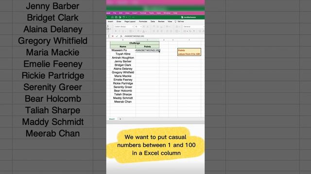 Generate random numbers in Excel