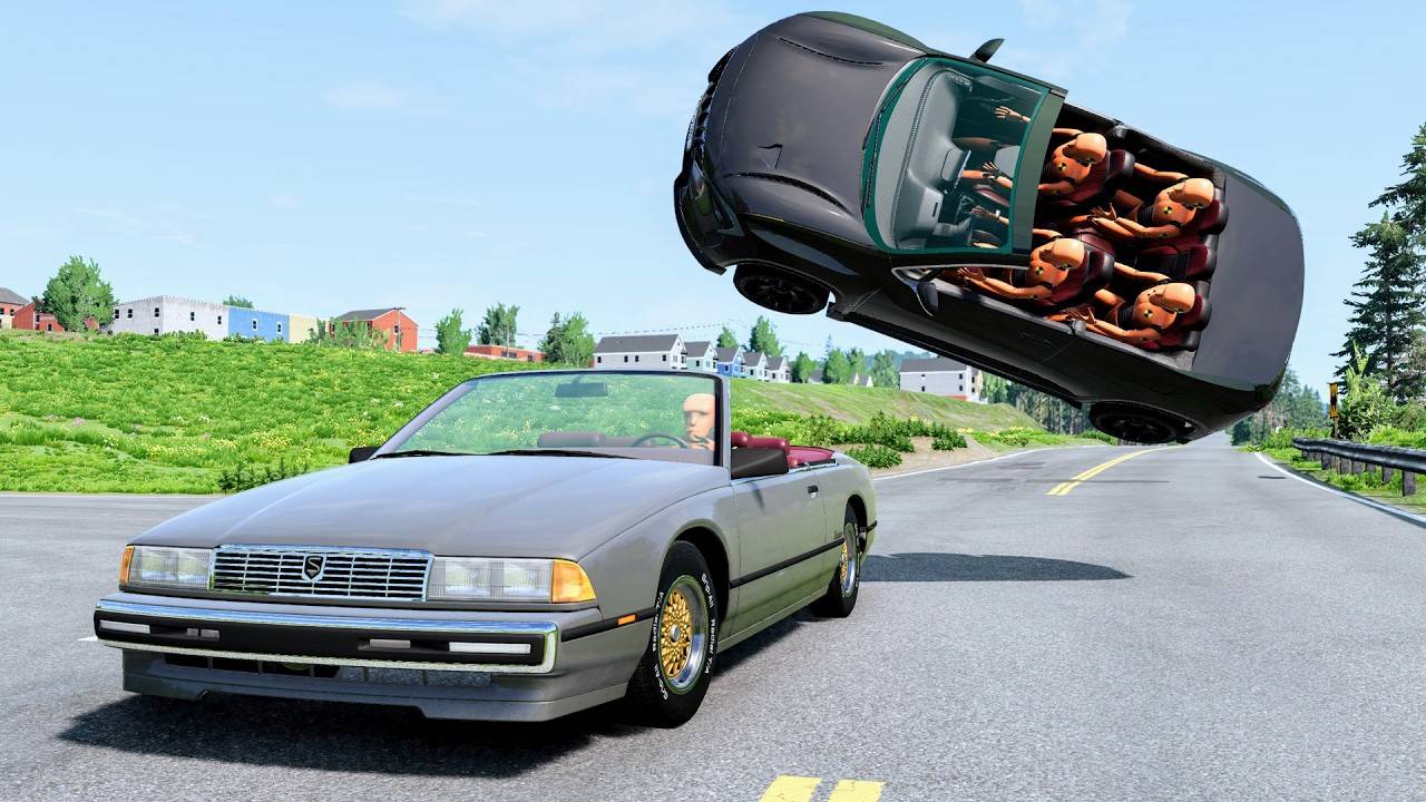 Массовые автомобильные аварии с шипами на полосе #99 – BeamNG Drive смотреть онлайн