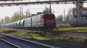 ВЛ10У-438 (РЖД/Окт, ТЧ-21 Волховстрой) с грузовым поездом ("Беларуськалий") заходит на ст. Ручьи
