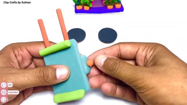 DIY How to make polymer clay miniature house, kitchen set,Bullock cart, Hand Pump,Tree | Village