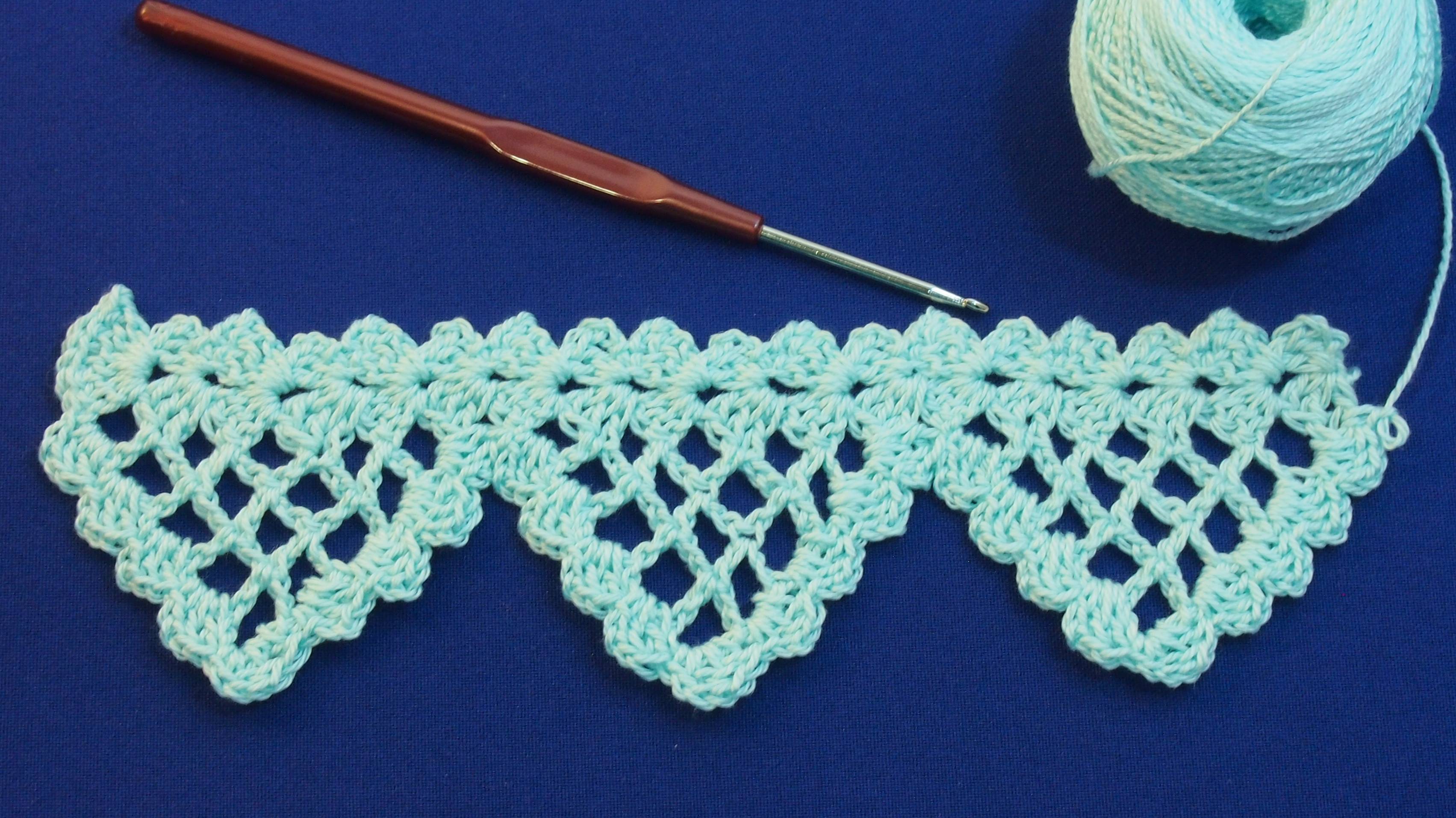 Кайма крючком. Ленточное кружево. Вязание для начинающих. Edging crochet master class  Урок 50