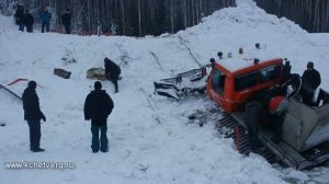 Ратрак провалился под лёд на пруду Качканара
