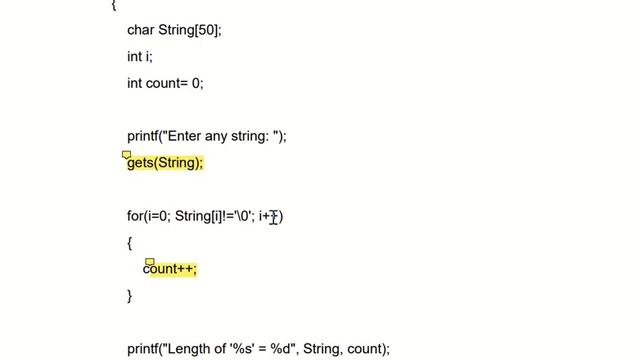 Programming in C | 'C' Program to find the length of a string| STRLEN | MUST WATCH |