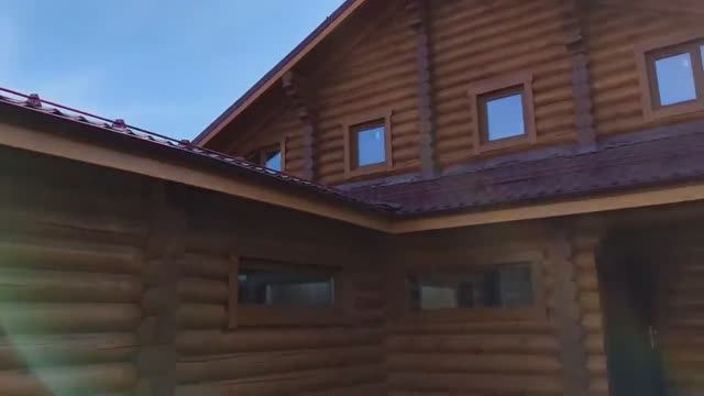 Дом деревянный оцилиндрованное бревно 236,05 м2 . 2 этажа смотреть онлайн