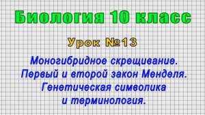 Биология 10 класс (Урок№13 - Моногибридное скрещивание. Первый и второй закон Менделя.)