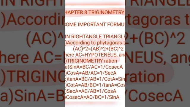 ncert class10th math chapter 8 introduction of trigonometry