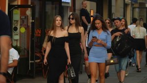 Moscow August 2023. Beautiful stylish people and luxury cars on the streets of Moscow.