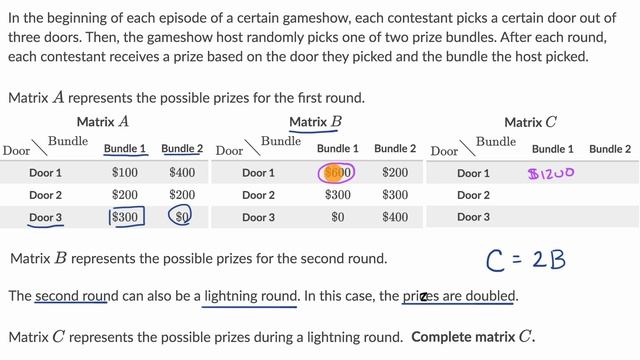 Using matrices to manipulate data: Game show | Matrices | Precalculus | Khan Academy смотреть онлайн