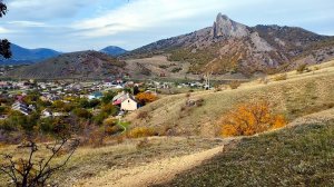 Лес возле гор. Горный родник. Красочный виноградник. Ноябрь.