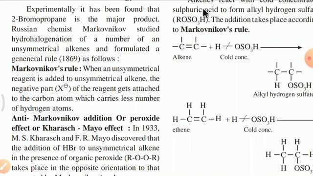 11th Science-Chemistry-Physical & Chemical Properties of Alkenes