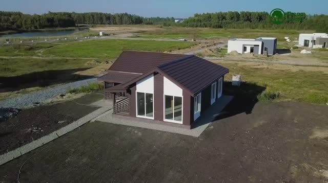 Дом 115,6 м2. Технология строительства каркасная 1 эт.с французским остеклением