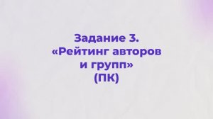 Практическое задание 3. Рейтинг авторов и групп