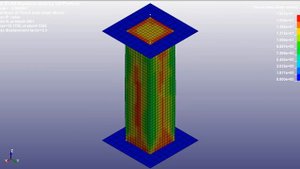 Разрушение бетонной призмы при одноосном сжатии