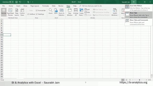 Tutorial 2 - Various elements in Excel and moving in worksheet