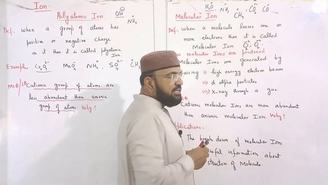 Molecular ions and polyatomic ions  I Basic concepts I Chemistry I F.Sc. I First year I lecture 6