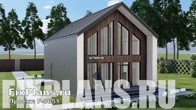 Проект одноэтажного дома c мансардой F-5651 смотреть онлайн