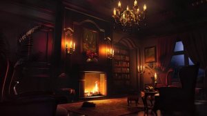 камин, дождь