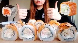 MUKBANG ОПЯТЬ ОСТРЫЕ РОЛЛЫ И СУШИ  #калашниковамукбанг